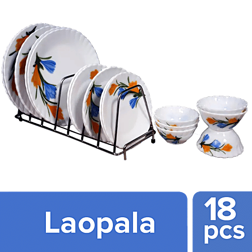 Buy LaOpala Dinner Set Opalware, Golden Fiesta, Melody, White