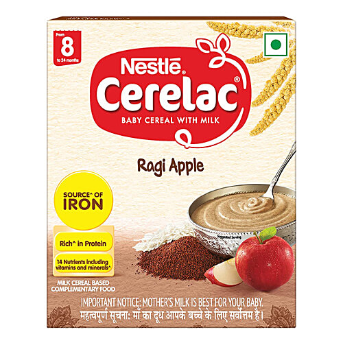 Nestle Cerelac Ragi Apple Baby Cereal With Milk For 8-24 Months, 300 g