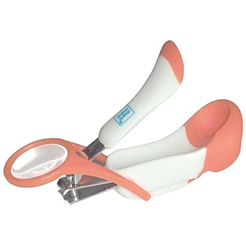 Mee Mee Gentle Nail Clipper With Magnifier White/Orange, pc
