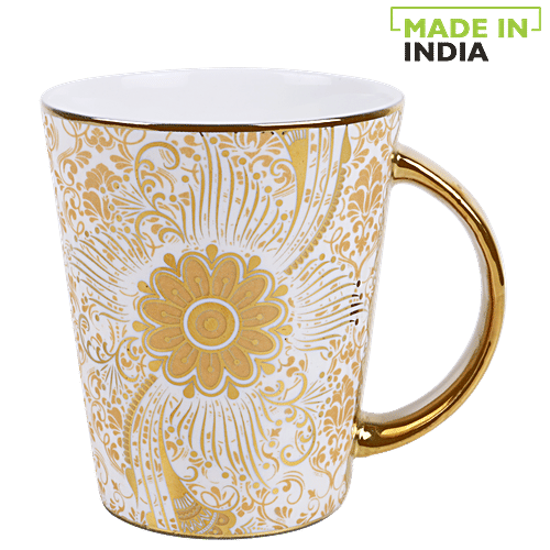 Buy BP Bharat Chai/Milk/Coffee Bonechina White With Golden Floral