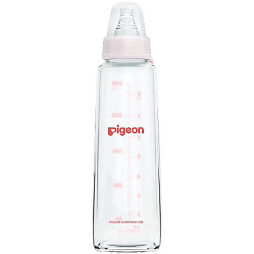Buy Pigeon Baby Glass Feeding Bottle With L Nipples 9+ Months