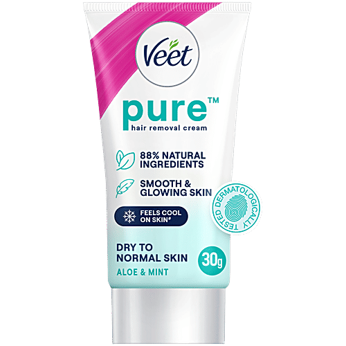 Veet Pure Hair Removal Cream For Dry To Normal Skin Aloe Mint, 30 g
