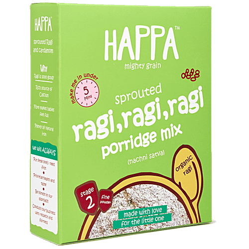 Happa Baby Food Organic Sprouted Ragi Porridge, Months+, 200 g - Main Image
