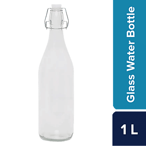 bb home Glass Water Bottle With Round Base Transparent, L