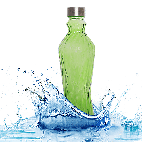 Buy bb home Glass Water Bottle With Round Base Green, BB1363