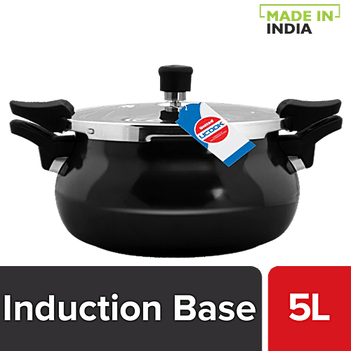 United 3-In-1 Aluminium Pressure Cooker Smart, Induction Base, Hard  Anodised, Black, L