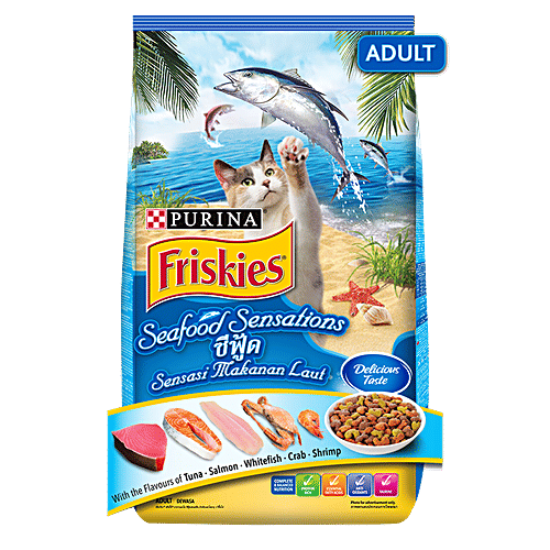Purina Friskies Seafood Sensations Adult Cat Food Tuna Salmon Whitefish  Cran Shrimp Flavours, kg
