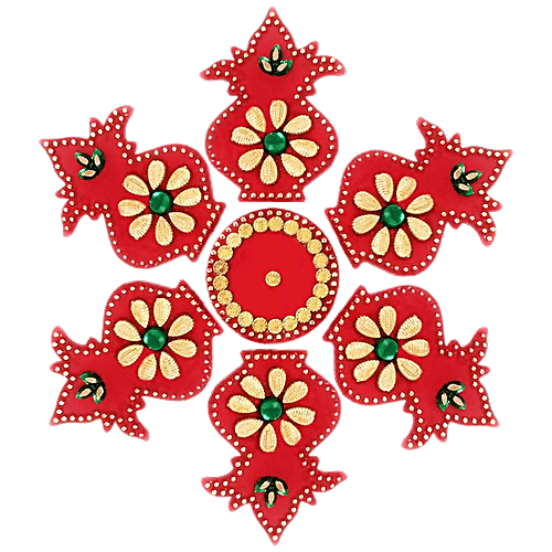 Kvg Festive Artificial Rangoli For Floor/Table/Wall Assorted Design, Red,  50 g
