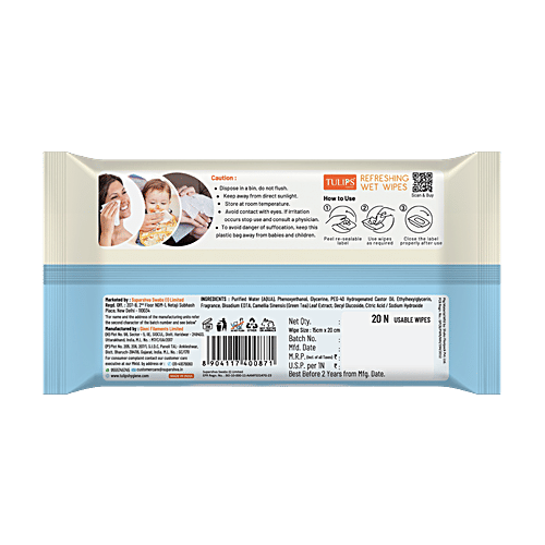 Tulips Summer Fresh Refreshing Wet Wipes 20Pcs