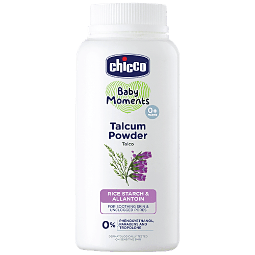 Chicco Baby Moments Talcum Powder, Rice Starch Allantion, For Soothing  Skin Unclogged Pores, 75 g - Main Image
