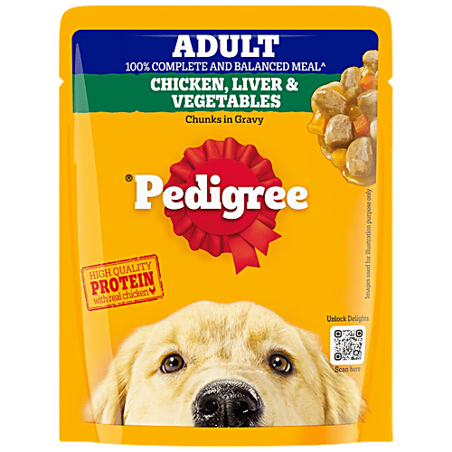 Pedigree Chicken, Liver Vegetable Chunks In Gravy Adult Wet Dog Food, 70 g
