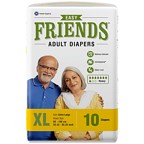 Friends Easy Adult Diapers Tape Style XL, Inch/90-166 Cm, 10  pcs