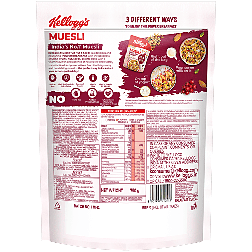 Kellogg'S Muesli Fruit Nut & Seeds 750 Gm