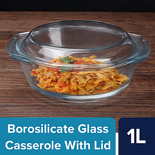 Buy bb home Glass Round Borosilicate Casserole/Bowl With Lid