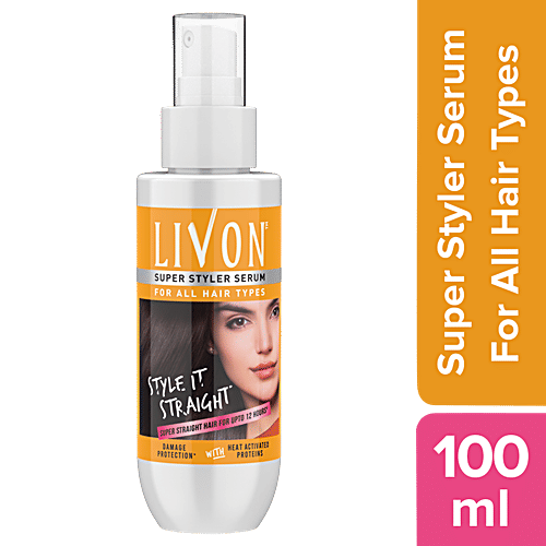 Livon Hair Straightening Serum Up To 12 Hour Straighter Hair, Infused  With Heat Activated Protein, 100 ml