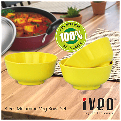 Buy Iveo 100% Melamine Veg Bowl Set Yellow Online at Best Price - Main Image