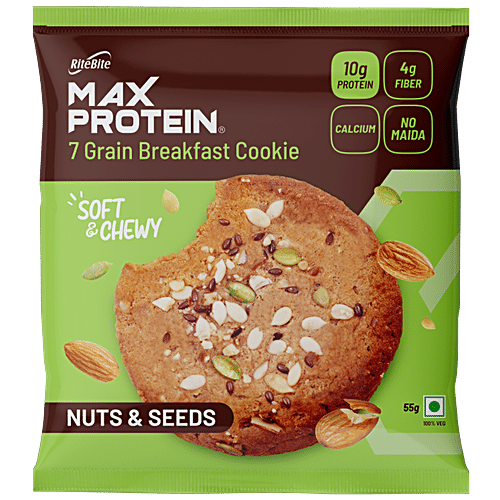RiteBite Max Protein Nuts Seeds Cookie With No Maida, Healthy Biscuit,  Grains Protein Snacks, 55 g