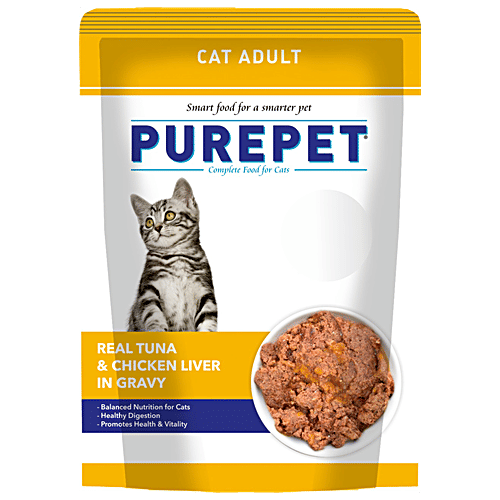 Purepet Real Tuna Chicken Liver In Gravy Cat Food, 50 g