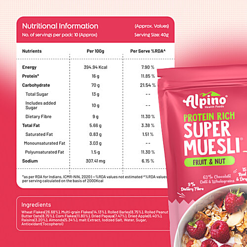 Alpino Fruits, Nuts & Seeds Berry Crunch Super Museli 400 Gm
