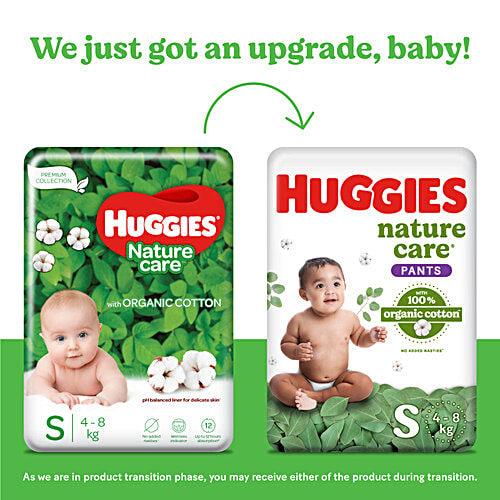 Huggies Nature Care Baby Diaper Pants With 100% Organic Cotton, For  Delicate Skin, Small, 28 pcs
