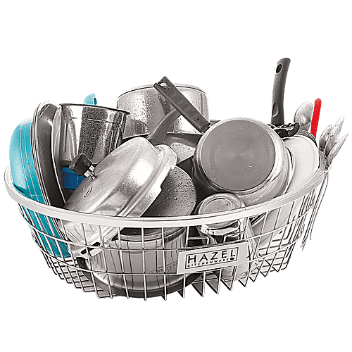 Hazel Utensils-Dish Drainer/Basket/Drying Rack Round, Large, Stainless  Steel, VR10246, pc