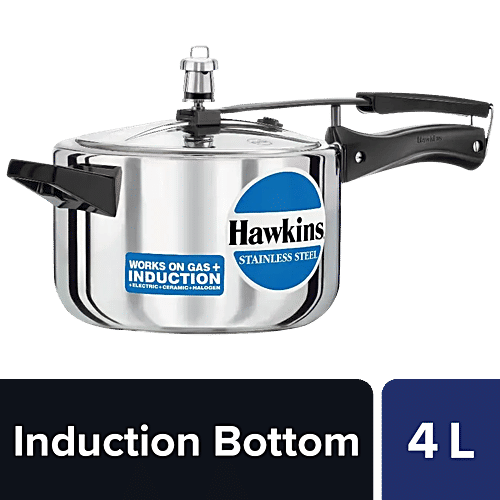 Hawkins Stainless Steel Inner Lid Pressure Cooker Induction Base, With  Handle, Silver, HSS40, L