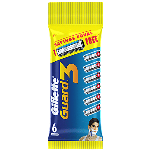 Gillette Guard 3 Blades for Men Pack of 6 Cartridges, 6 pcs