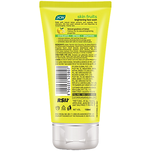 Joy Skin Fruits Lemon Brightening Face Wash 150Ml