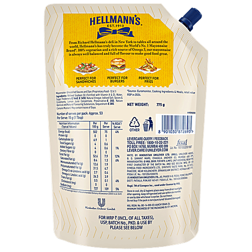 Hellmann'S Creamy & Rich Real Mayonnaise 800 Gm