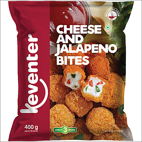 Keventer Ready To Cook Frozen Snack Cheese Jalapeno Bites, 400 g