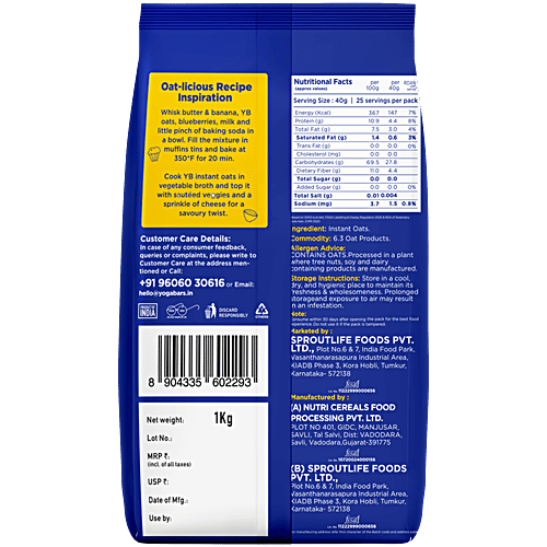 Yogabar Instant Oats 900 Gm
