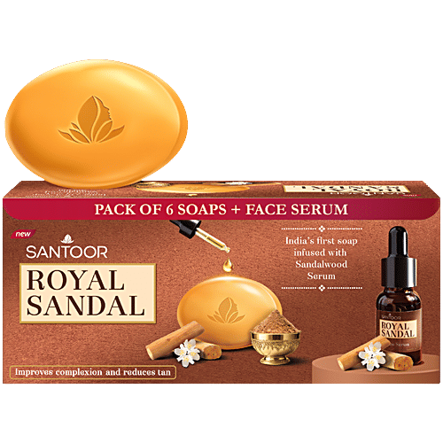 Buy Santoor Royal Sandal Serum Infused Bathing Soap Bar Online at Best Price of Rs 386.4