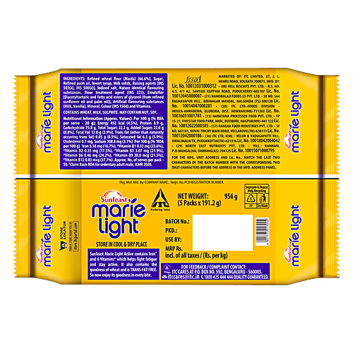 Sunfeast Marie Light Active, Marie Biscuits 956 Gm