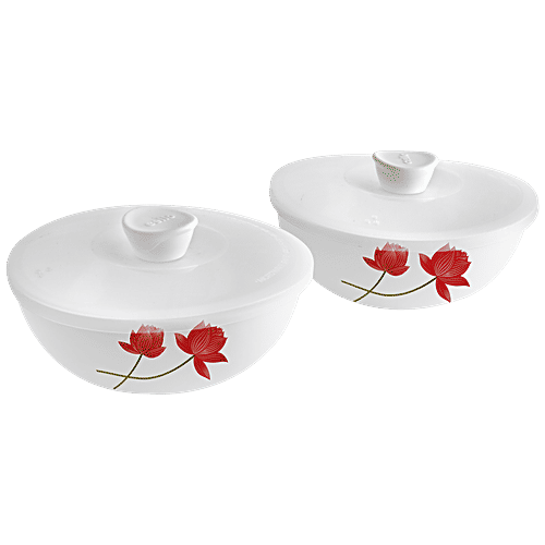 Cello Mixing Bowls Set With Lids Royale Opalware Red Lotus, pcs