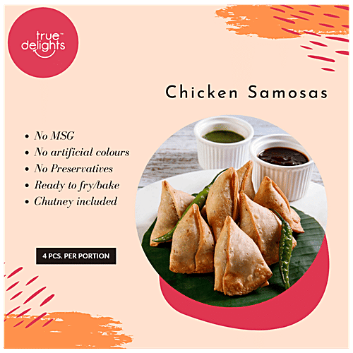 Buy True Delights Chicken Samosas - Ready To Fry Or Bake, No