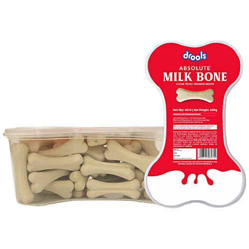 Drools Absolute Milk Bone Dog Treat High In Calcium, Cleans Teeth  Freshens Breath, 40 pcs