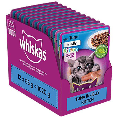 Buy Whiskas Wet Cat Food Kitten, 2-12 Months, Tuna In Jelly