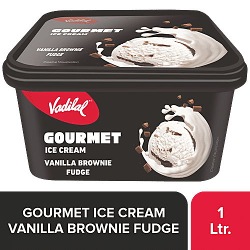 Vadilal Gourmet Ice Cream Vanilla Brownie Fudge, Rich Creamy Dessert,  L