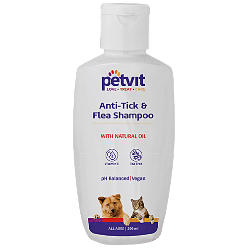 Buy Petvit Anti-Tick Flea Shampoo Natural Oil, Vitamin E, Tea
