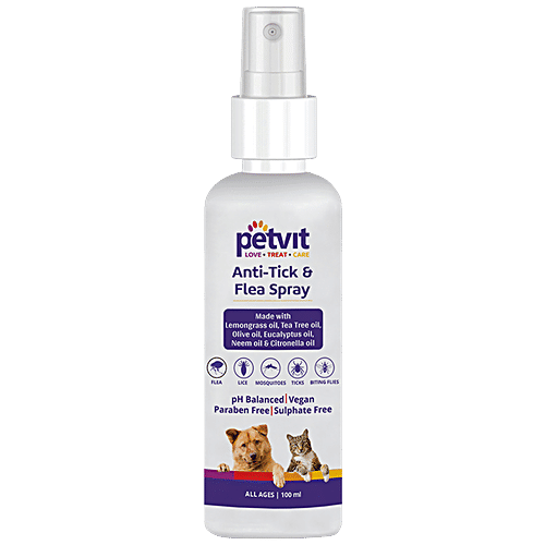 Buy Petvit Anti Tick Flea Spray Essential Oils, Vegan, pH
