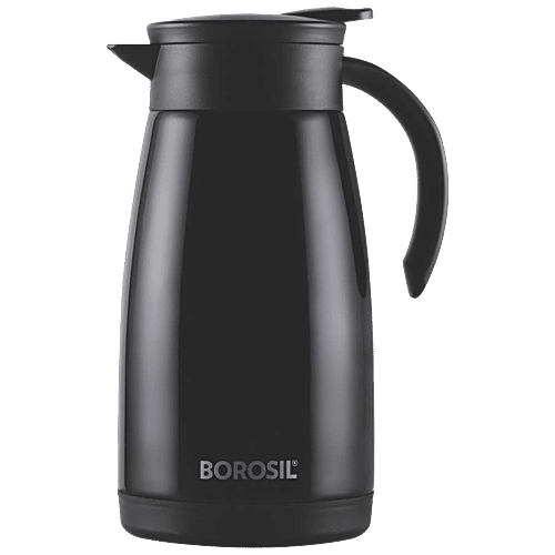 Borosil Hot Cold Stainless Steel Tea Pot Rustproof, Black, L
