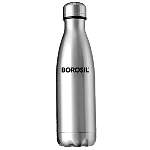 Borosil Hydra Bolt Hot Cold Stainless Steel Flask/Water Bottle Vacuum  Insulated, Black, 500 ml - Main Image