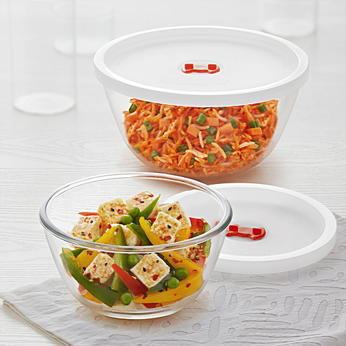 Buy Borosil Glass Mixing Serving Bowls With Lids,- Oven