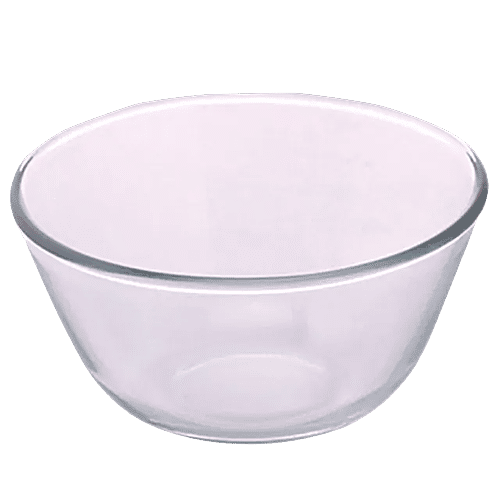 Borosil Glass Mixing Serving Bowls With White Lids Oven Microwave  Safe, Borosilicate Glass, Clear, 500 ml