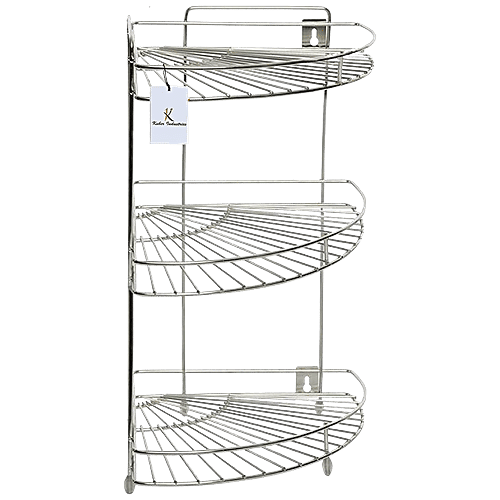 Kuber Industries Stainless Steel Storage Rack Rustproof, Strong  Durable, Silver, Standard, pc