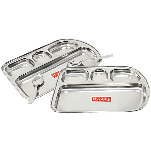 Hazel Stainless Steel Snack Plates Mirror Finish, Long-Lasting, For  Serving, pcs