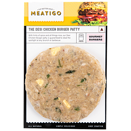 Meatigo The Desi Chicken Burger Patty Juicy Soft, 130 g