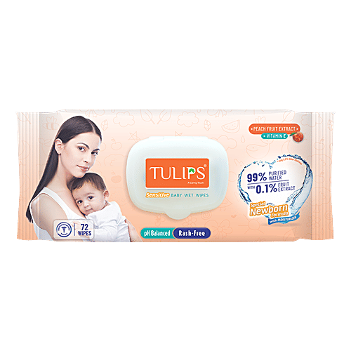 Buy Tulips Sensitive Baby Wet Wipes With Lid, Peach Fruit