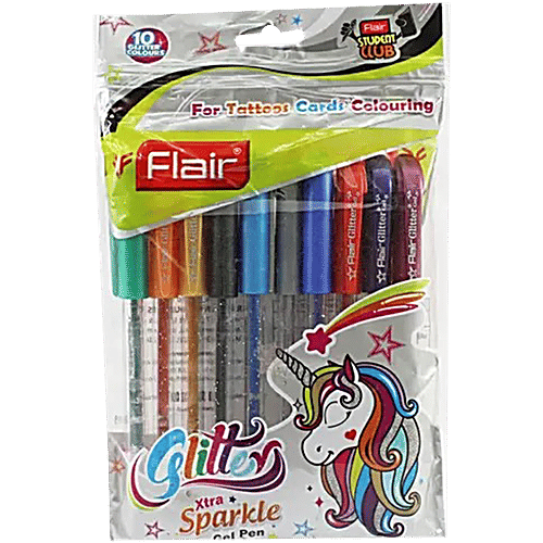 Flair Glitter Gel Pens, 10 pcs