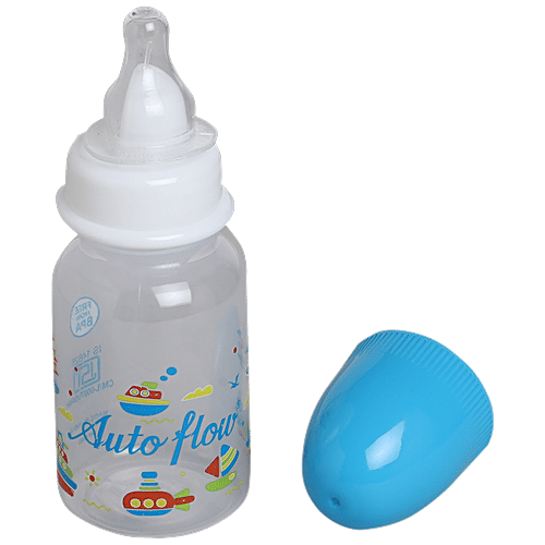 Auto flow Premium Mini Feeding Bottle With Silicone Nipple Spoon BPA  Free, 125 ml
